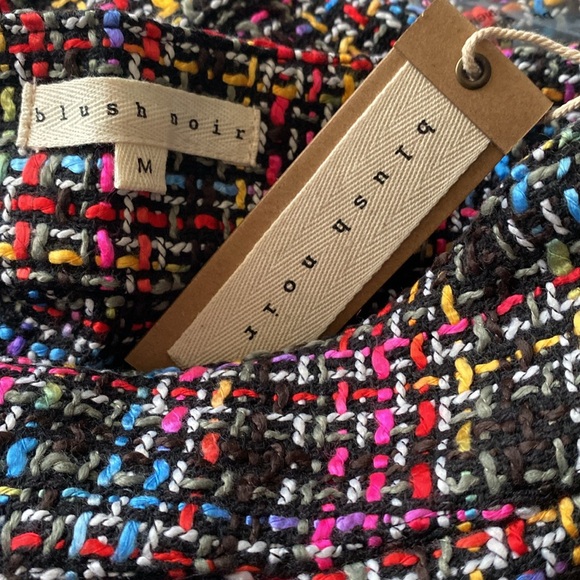 Blush Noir Black Blue Multicolor Tweed Wrap Skirt NWT - Picture 14 of 16